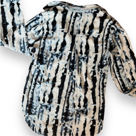 💙Rock & Republic Rare Indigo Shibori Type Soft Rayon Button Down Sz Sm💙 - Picture 7 of 16